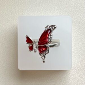 Elegant Red Butterfly Ring